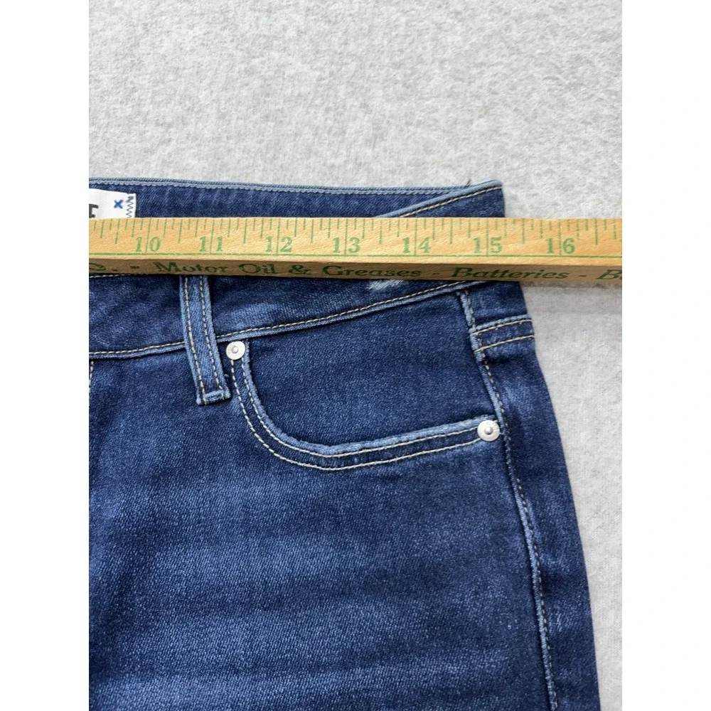 Paige Brigitte Straight Jeans Womens 27 Blue Dark Wash‎ Mid Rise Distressed